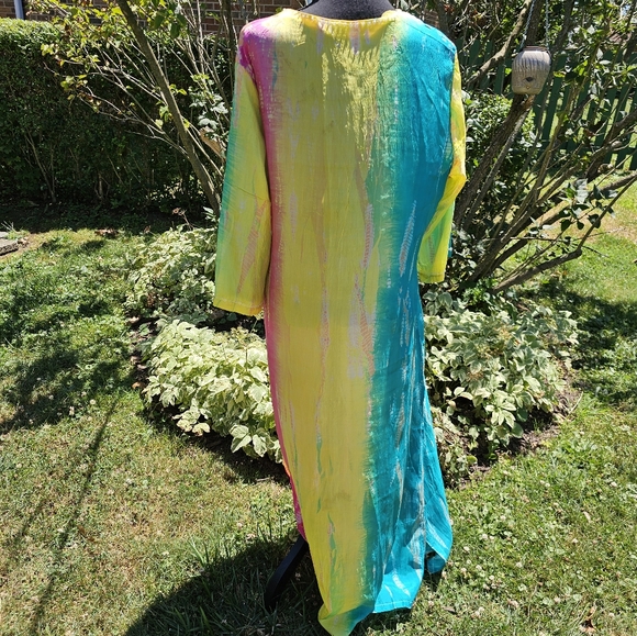 Soft Surroundings Sparkling Silk Santiago Caftan Style Lounge Ware - Picture 7 of 9